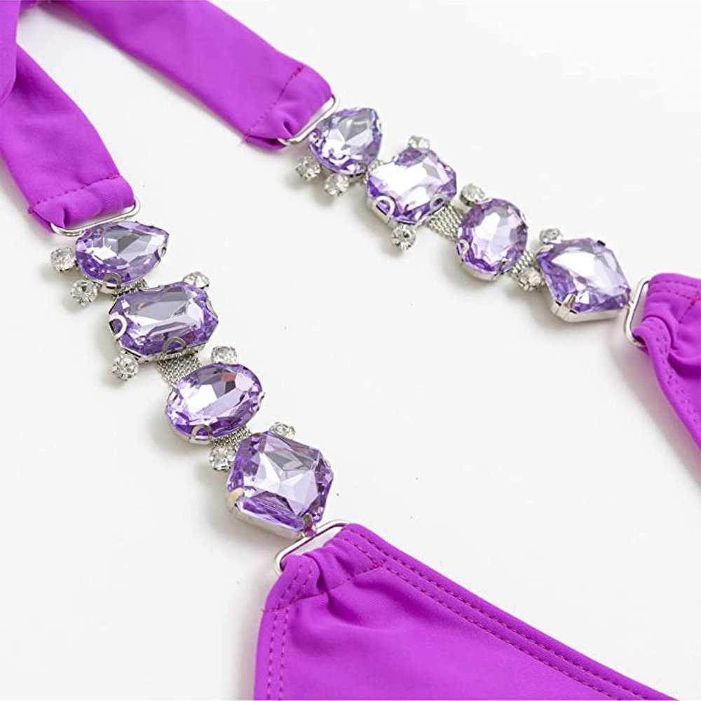 NEW Sparkling Bling Crystal Rhinestone Bikini Swimsuit Beachwear + FREE … - Picture 15 of 16